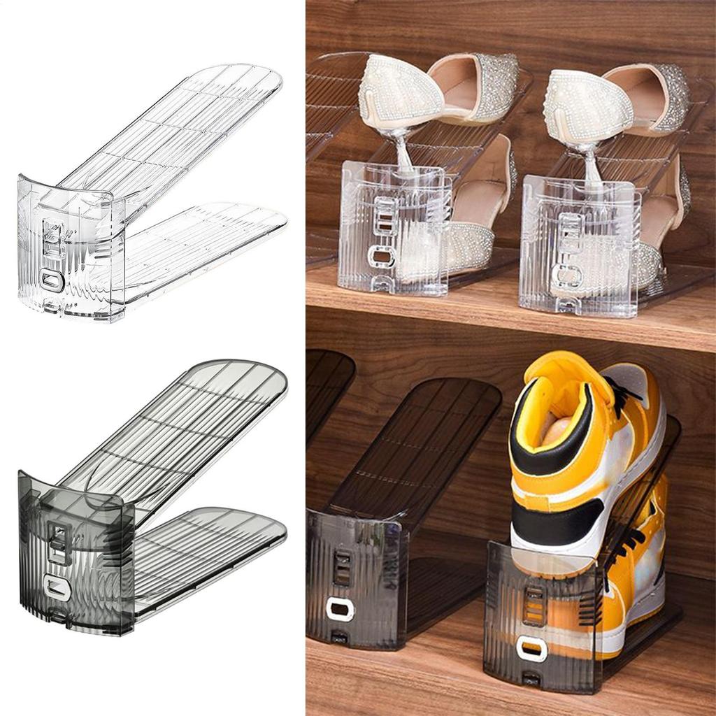 Shoe Stacker Organizer 6 Piece Shoe Risers for Closet Shelf Non-Slip Stackable Double-Layer Holder Height Adjustment Storage