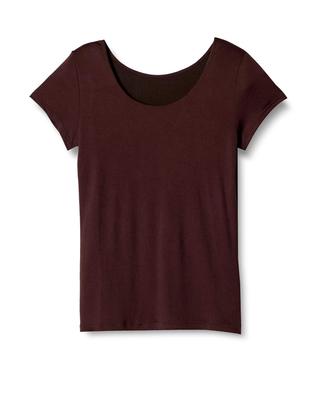Atsugi Mourenaitte Size L To Japanese Size Women's Quick-Drying Undershirt, 2/4 Sleeve, U-Neck, Chocolate, (Equivalent L)