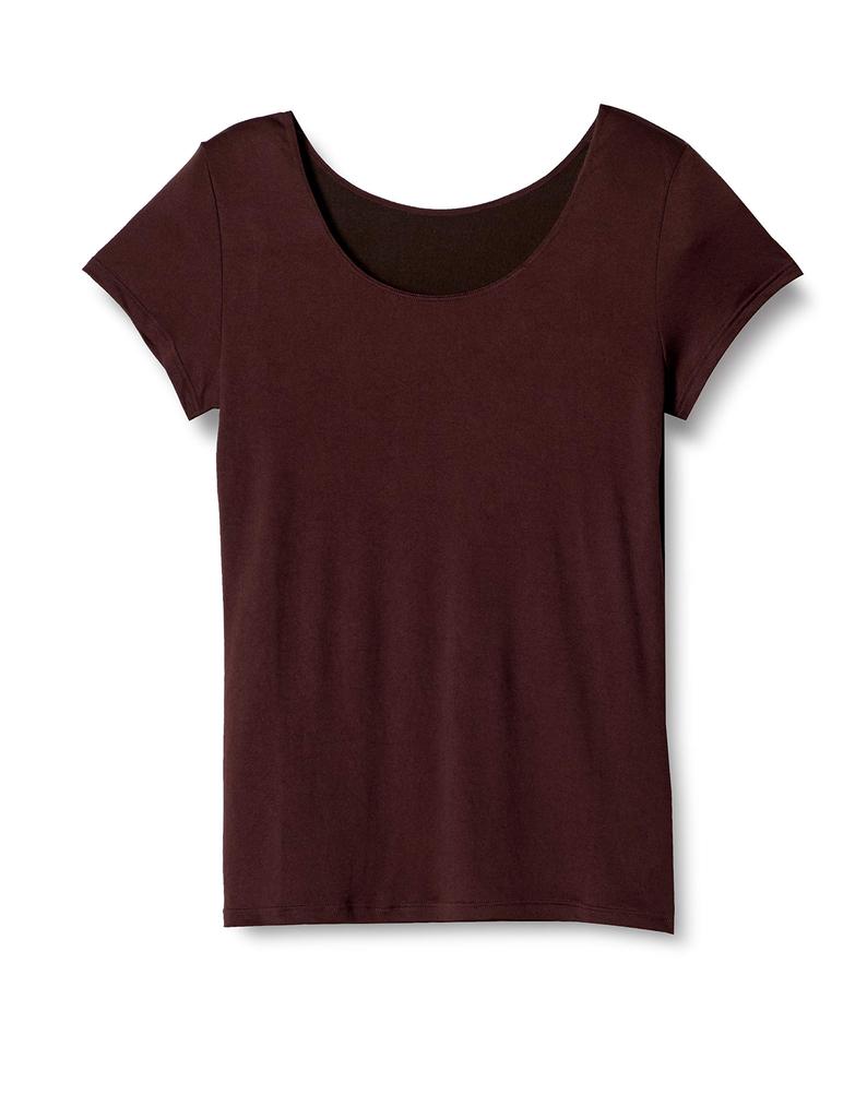 Atsugi Mourenaitte Size L to Japanese Size Women's Quick-Drying Undershirt, 2/4 Sleeve, U-Neck, Chocolate, (Equivalent L)