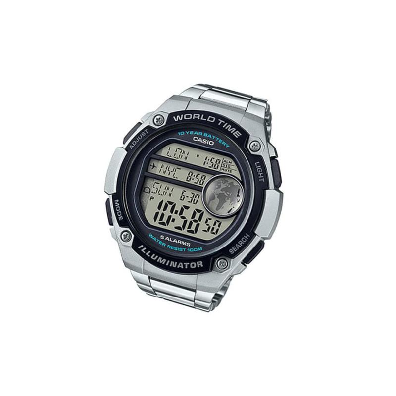 Casio Seria YOUTH-Afișaj Digital cu Disc STANDARD Zece Ani Alimentare Sporturi de Agrement Afișaj Digital Impermeabil Mișcare Quartz Oțel Inoxidabil AE-3000WD-1A