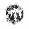 Halloween Moon Cat Wreath Decor Door Wall Hanging Couple Cats Wooden Craft Festival Party Decoration