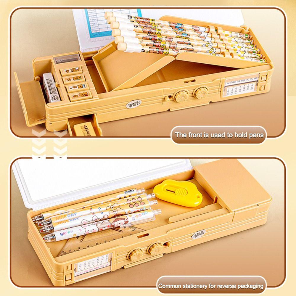 Doppelschichtige Schreibwarenbox Multifunktionale Hightech-Stiftebox Stifteboxen Schul- Bürobedarf