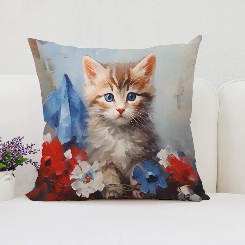 Cute Cartoon Cat Cushion Covers for Decorative Cushions Home Decor Cushion Cover x Pillow Cases Decorative Bed Pillowcases