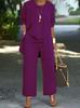 Women's Loose Fit Three Piece Outfit Set Long Sleeve Open Cardigan Tank Top High Waist Wide Leg Pants Elegant Pant Suit