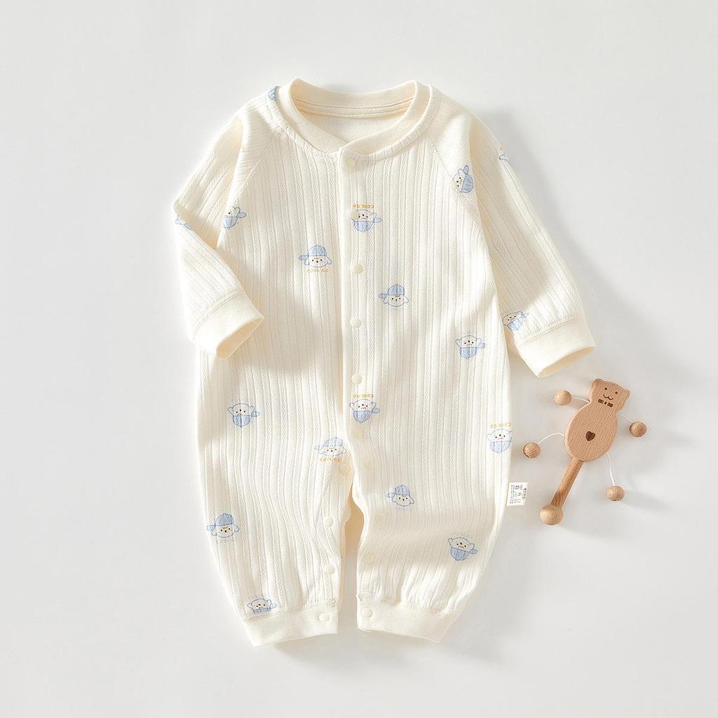 Autumn/Winter Pure Cotton Baby Romper – Long Sleeve Boneless Newborn Onesie for Spring