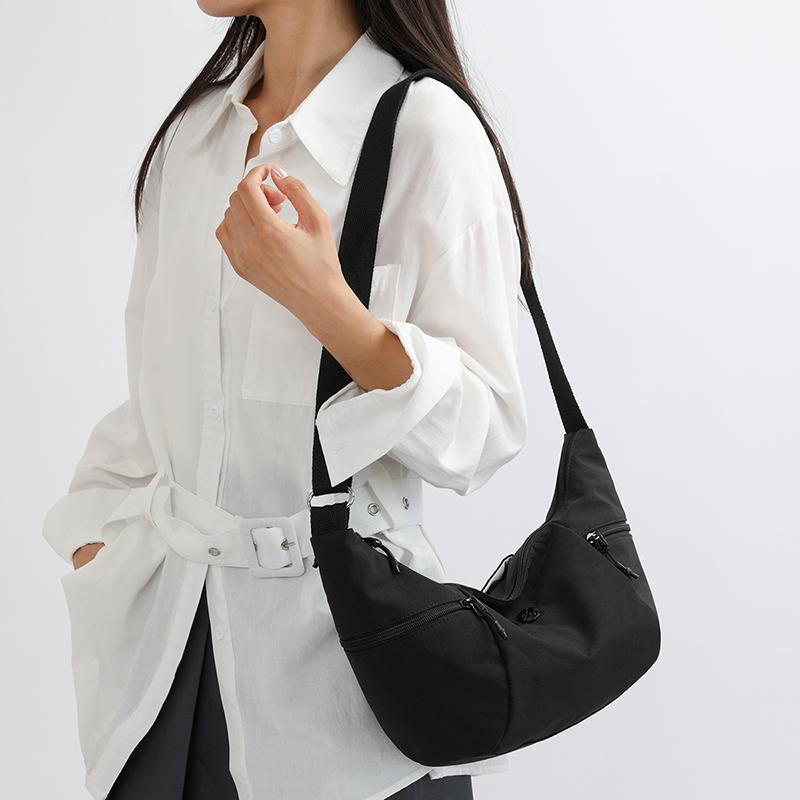 Women's Lightweight Nylon Hobo Bag - Crescent Crossbody Purse with Adjustable Strap (Water-Resistant for Work & Daily Use)