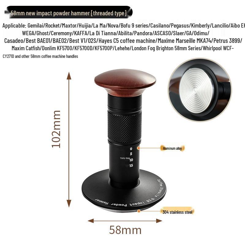 Impact Powder Hammer Coffee Tamper with Balanced Springback - Available In 51/53/58mm
