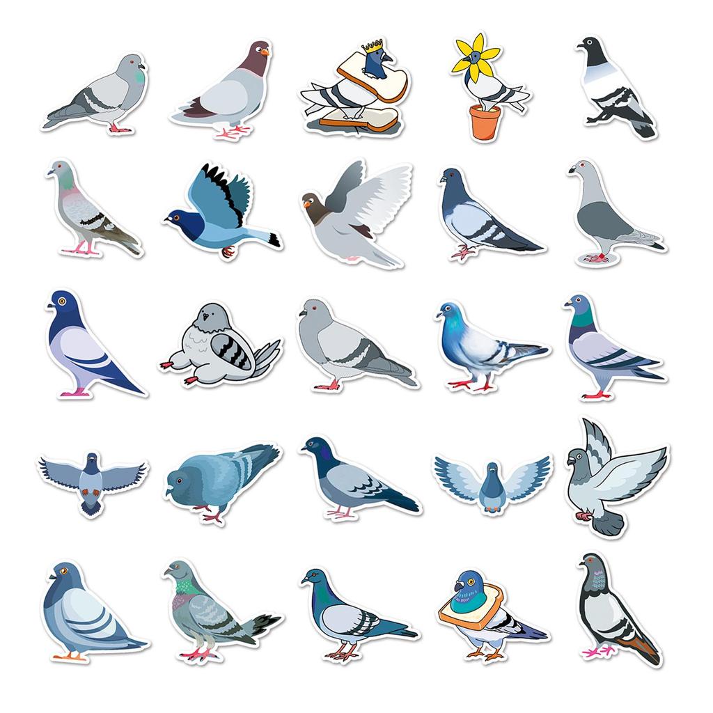 50 Cartoon Tauben Graffiti Aufkleber: Wasserdicht, Tierdesign, DIY für Kinder, Skateboards und Koffer