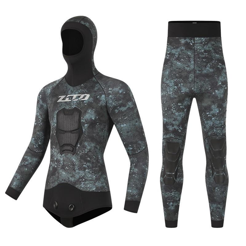3.5mm Neoprene Camo Wetsuit Spearfishing Diving Snorkeling Mens Two-Piece Thermal Swimwear XS
