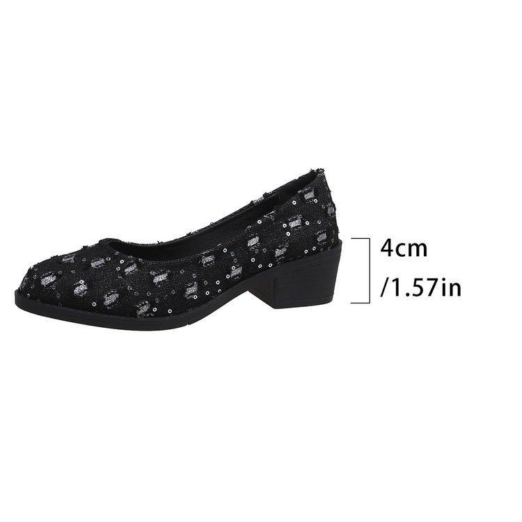 European and American foreign trade large size spring new shallow single shoes women's shoes rubber middle heel shallow mouth polka dot casual shoes
