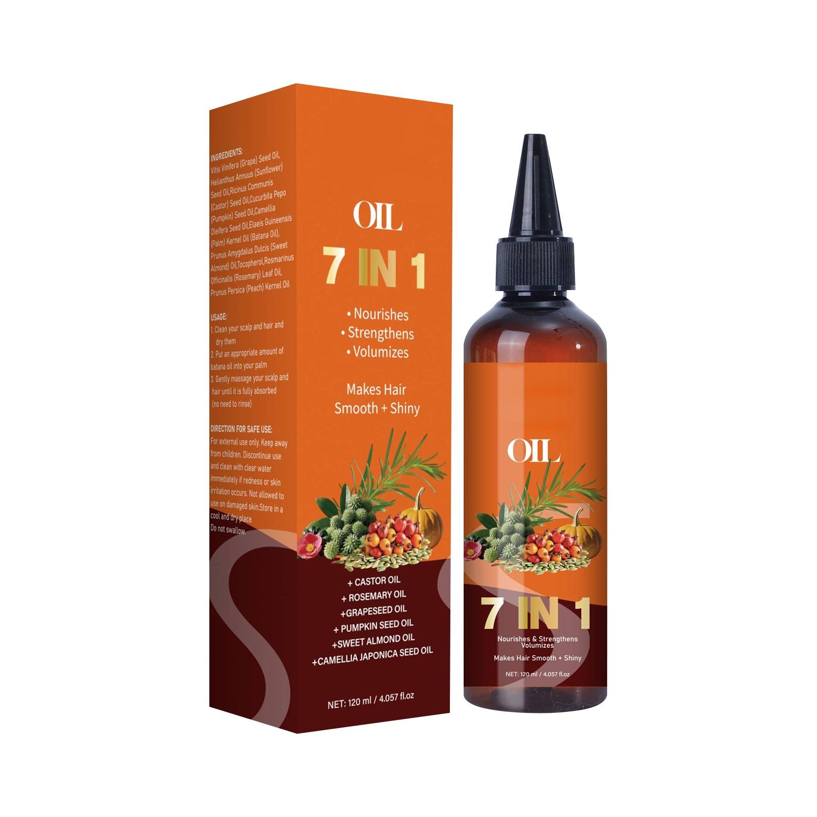 

Масло для волос 7 в 1, веганское масло для волос Питает, укрепляет волосы и уменьшает секущиеся кончики, подходит для всех типов волос (120 мл) белый