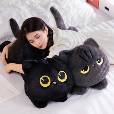 50-90cm Cute Black Cat Plush Toy Doll Big Cuddly Pillow Cushion Ins Black Cat Plush Toy Doll for Boy Girl Brithday Gifts
