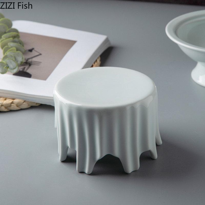 Ceramic Round Table Creative Hotel Restaurant Fruit Sushi Plate Wedding Party Cake Dessert Display Plate Home Kitchen Tableware