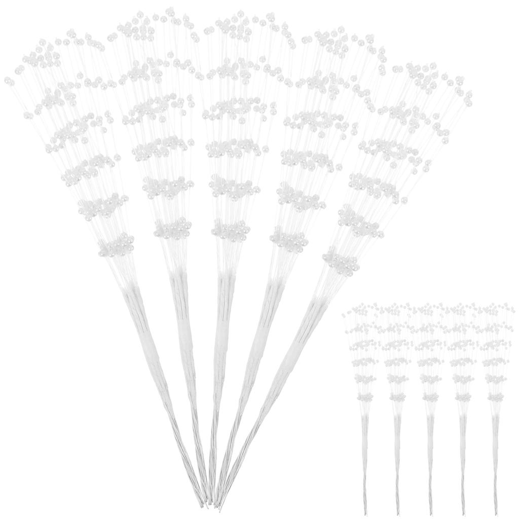 100 sztuk Sznur Pereł Beżowy 4 mm 23 cm Plastik ABS Dekoracja Weselnego Bukietu Ślubne Florystyczne Patyczki Akcesoria Imprezowe Środkowa Dekoracja