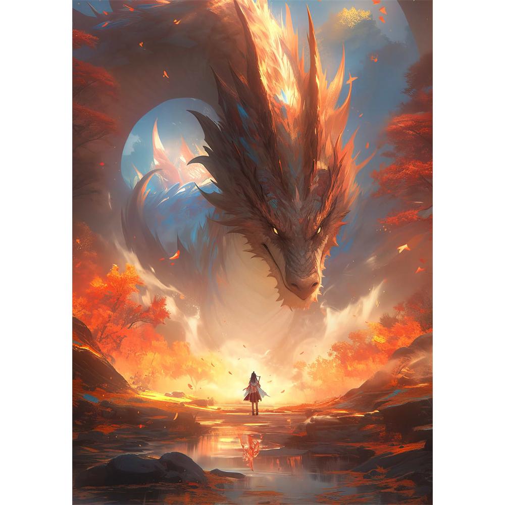 Das Erwachen des mythischen Drachen Diamantmalerei 5D DIY Kunstmuster Druck-Kit Puzzle Leinwand Mosaik-Stickerei Heimdekoration