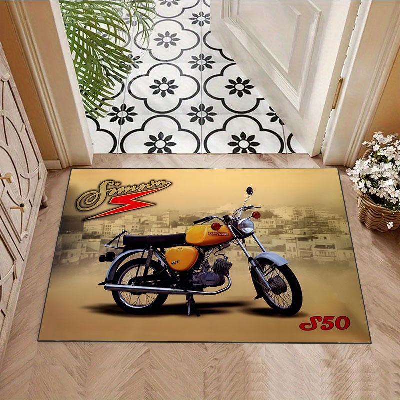 Simson Oldtimer Motorrad Teppich, geeignet für Wohnzimmer, Schlafzimmer, Spielzimmer, Computerraum und Heimdekoration.