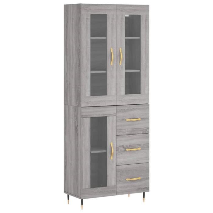 VidaXL Buffet haut Sonoma gris 69,5x34x180 cm Bois d'ingénierie 3198583