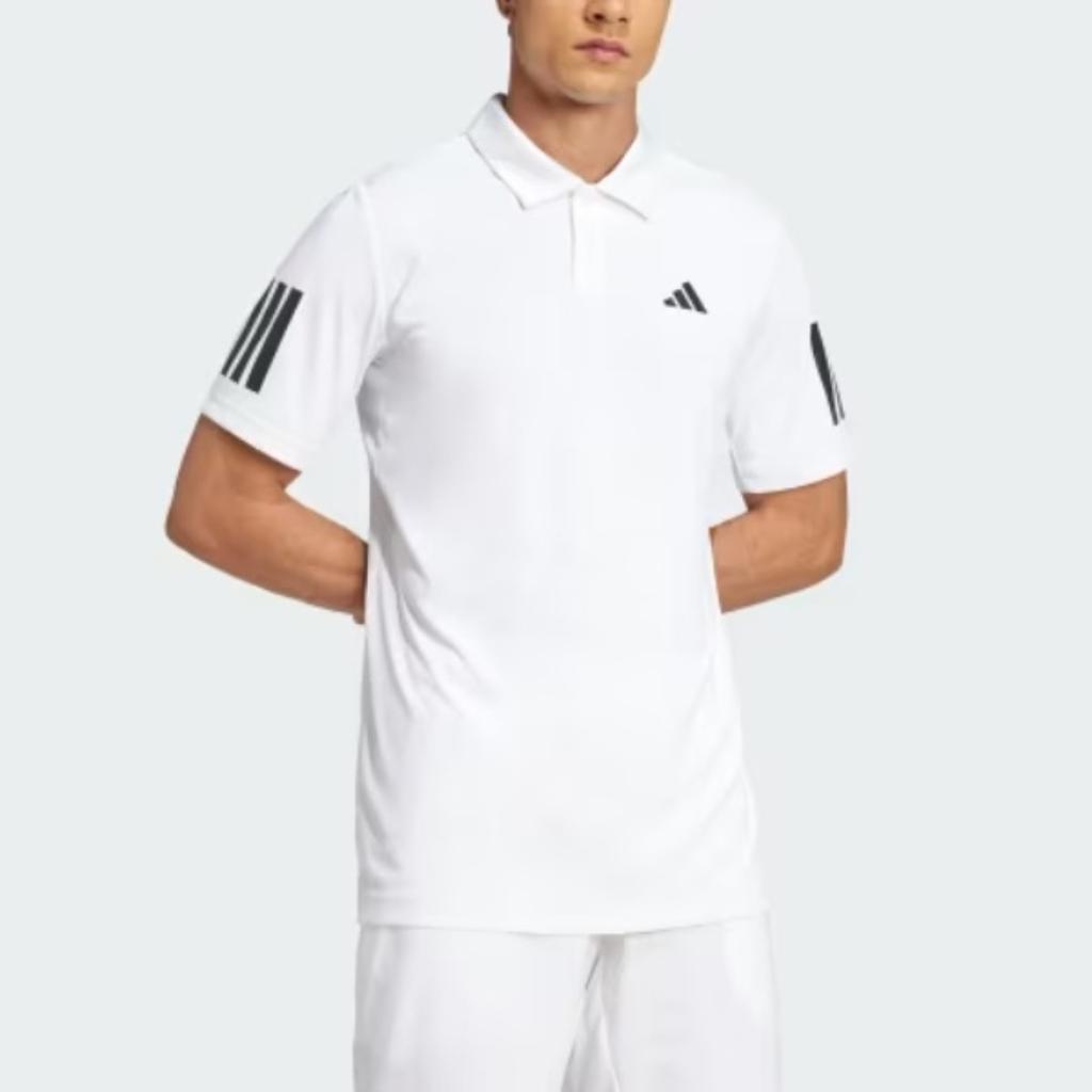 adidas Club 3-Stripes Polo Shirt White Men Streetwear JE0412