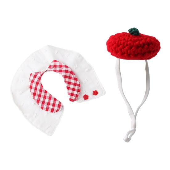 

Set Hamster Clothes Knitted Hat Strap Crochet with Adjustable Top Hamster Guinea Pig Small Animals B