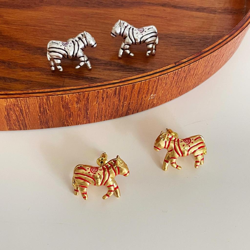Bohemian Zebra Stripes Adjustable Ring & Earrings Set