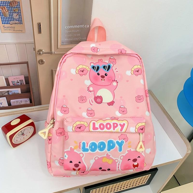 Cute Loopy Capybara Snowman Burger Cartoon Printed Children Backpack For Kindergarten And Elementary Students