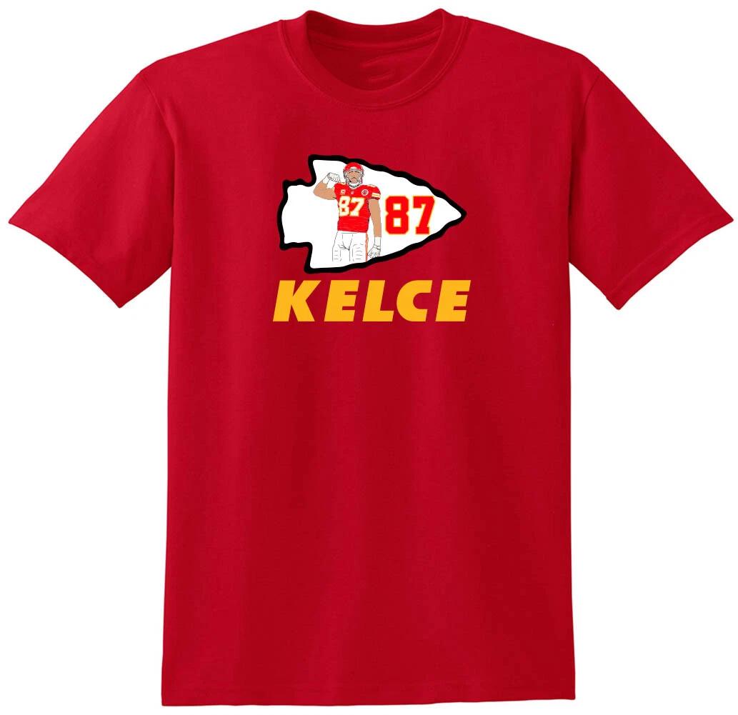 Travis Kelce Kansas City Chiefs Logo Long Short Sleeve T-Shirt XXXXL