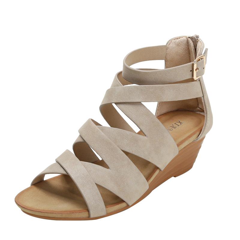 Roman Shoes Sandals Summer Slope Heel High Heel Waterproof Platform Platform Platform Platform Women'S Sandals Casual Simple Sandals 309-506
