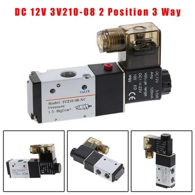 DC 12V 3V210-08 2 Position 3 Way 1/4 PT Luft Pneumatik Magnetventil 0.15-0.8MPa