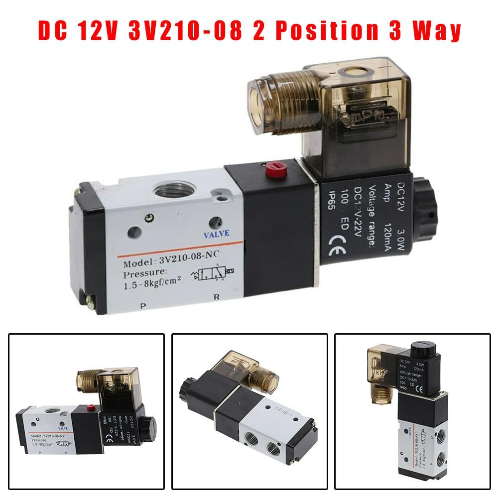 DC 12V 3V210-08 2 Position 3 Way 1/4 PT Air Pneumatic Solenoid Valve 0.15-0.8MPa