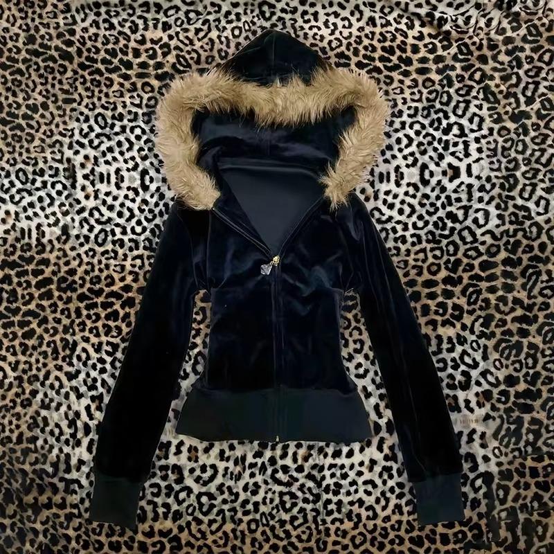TrendHub Vintage Jacket Grunge Zipper Sweatshirt Autumn and Winter Wings Print Slim Hoodie Gothic Fashion Trend Slim Street Outerwear Y2k