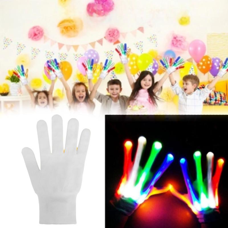 Luminous Colorful Led Gloves Skeleton Pattern Halloween Party Performance Stage