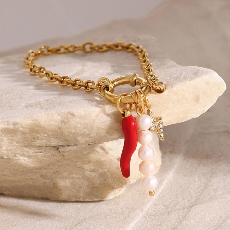 Fashionable Pearls Pendant Bracelet Fashionable Women's Bracelet with Lustrous Pearls and Strong Chain for Parties