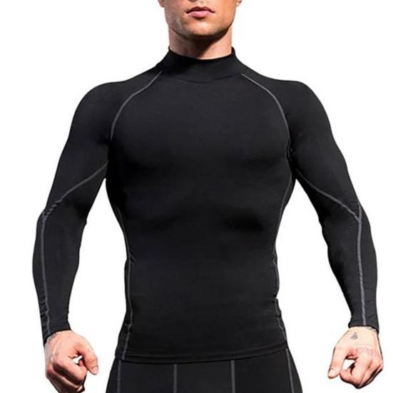 Herren-Kompressionsoberteil, schnell trocknend, einfarbig, minimalistisch, trendig, weich, für Herren, für Fitnessstudio, Training, Sport