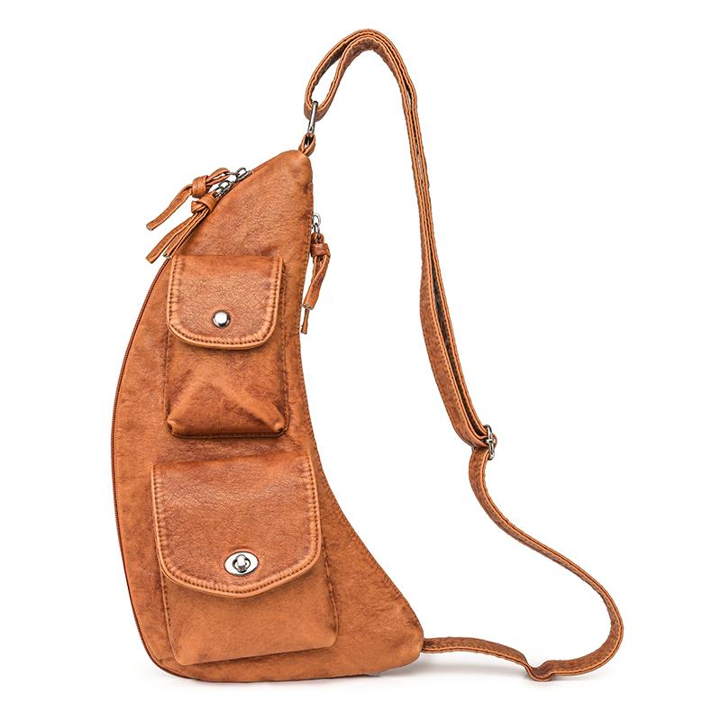 Women's Chest Bag Soft Leather Shoulder Bag Crossbody Small Bag Large Capacity Shoulder Travel Bag