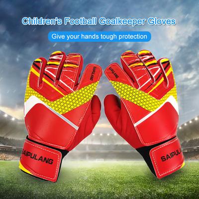 Children Soccer Goalkeeper Gloves Anti-Collision PU Goalkeeper Gloves Antiskid Adjustable Elastic Full Finger Sports Accessories