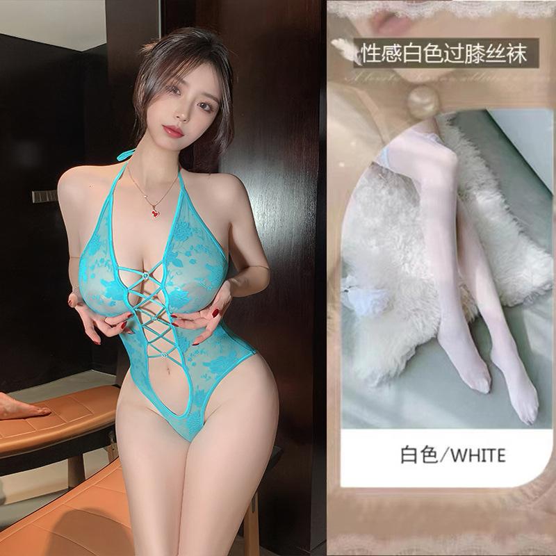 New Free Lace Neck Onesie Perspective Waist Tight Sexy Underwear Women's Temptation Is Empty