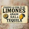 Segno Artistico da Parete in Metallo La Vita Ti Dà Limoni Tequila Sale Decorazione Bar