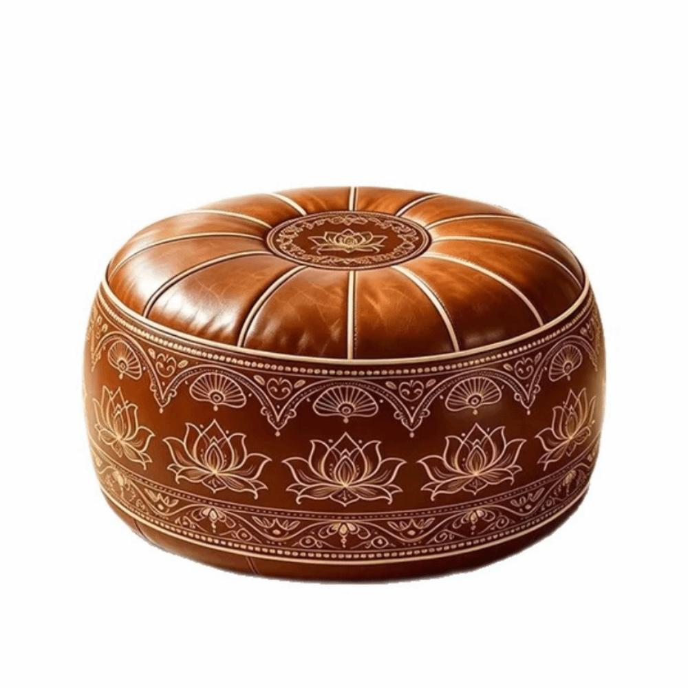 PU Leather Round Sofa Stool Cover Space-Saving Tatami Sitting Mat Storage Leg Bench Apartment