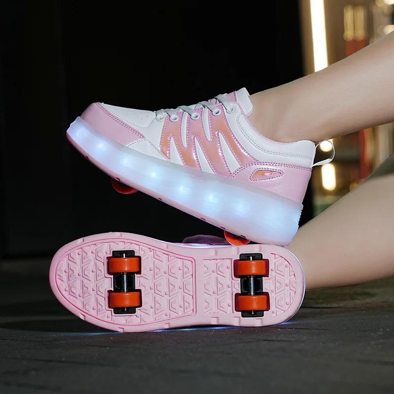 New Children's Roller Skate Shoes Two Wheels Gifts For Kids Boys Girls Sports Sneakers Running Wear-resistant Casual Skateboard
