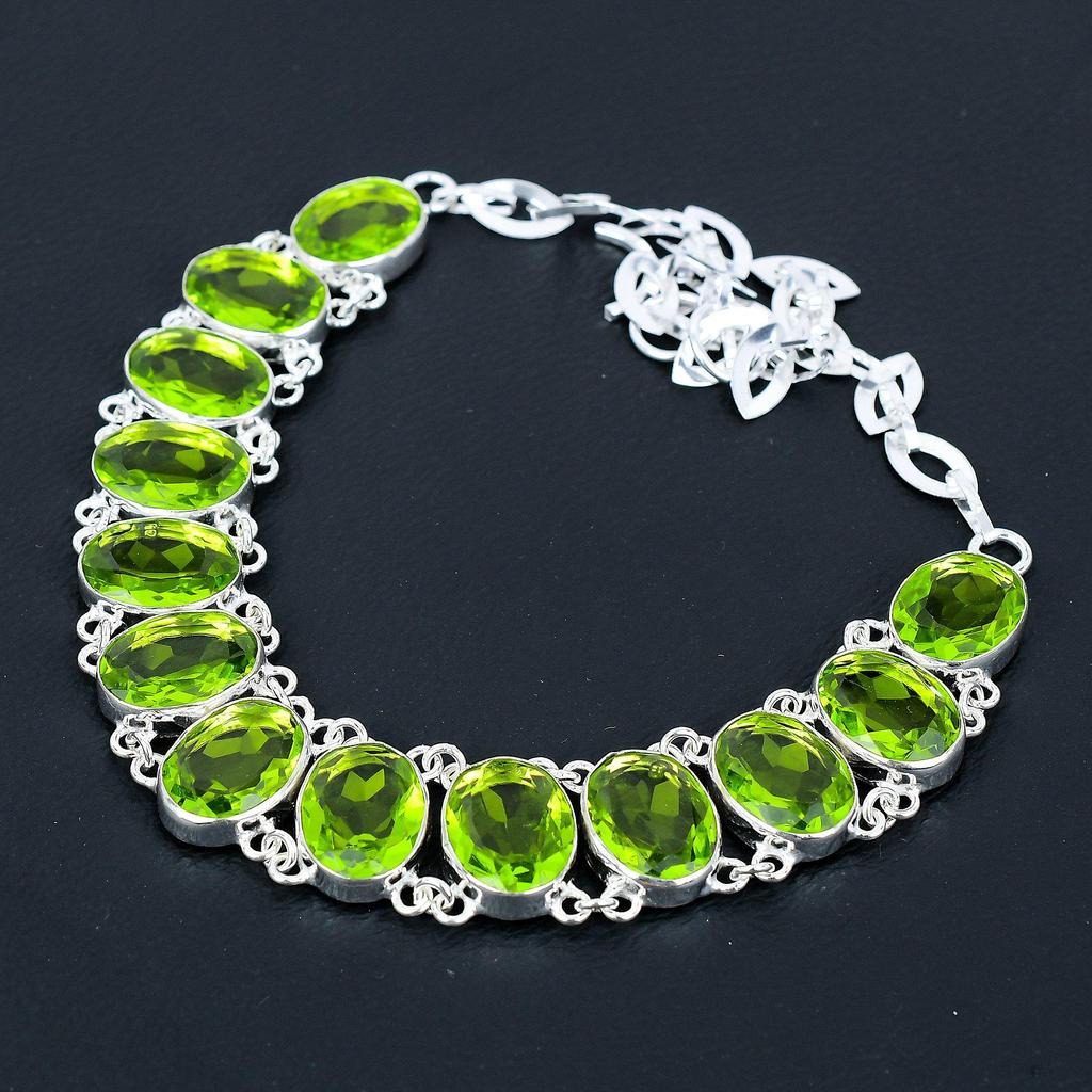 Peridot Necklace 925 Sterling Silver Necklace Peridot Gemstone Necklace Handmade Silver Peridot Jewelry For Her Peridot Necklace For Gifts
