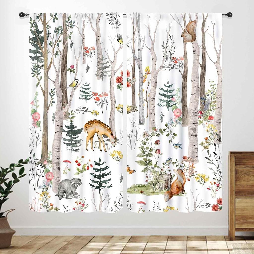 Blue Curtains Kids Room Cartoon Underwater Animals Sharks Turtles Nature Marine Plants Window Drapery Treatments Curtain Polyester Washable Children's