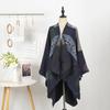 Ethnic Style Printed Shawl Imitation Cashmere Split Cape Warm Scarf Jacket Retro Literary Big Shawl Women