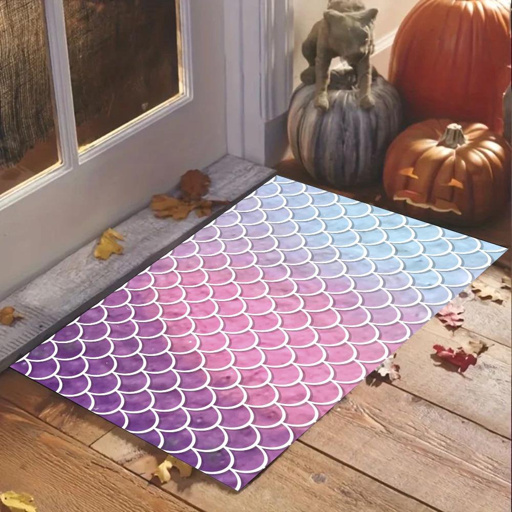 1pc Colorful Mermaid Scales Bathroom Absorbent Mats Anti-Slip Mats Home Decor Supplies Carpets Home Kitchen Floor Mats