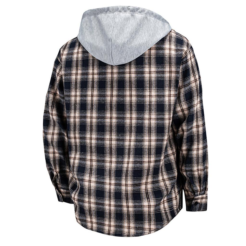 Men's Oversized Casual Hooded Plaid Shirt