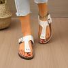 Fashion Women's Fashion Flat Sandals Summer New Round Head Clip Toe Metal Buckle Anti-slip Wear-resistant Slippers