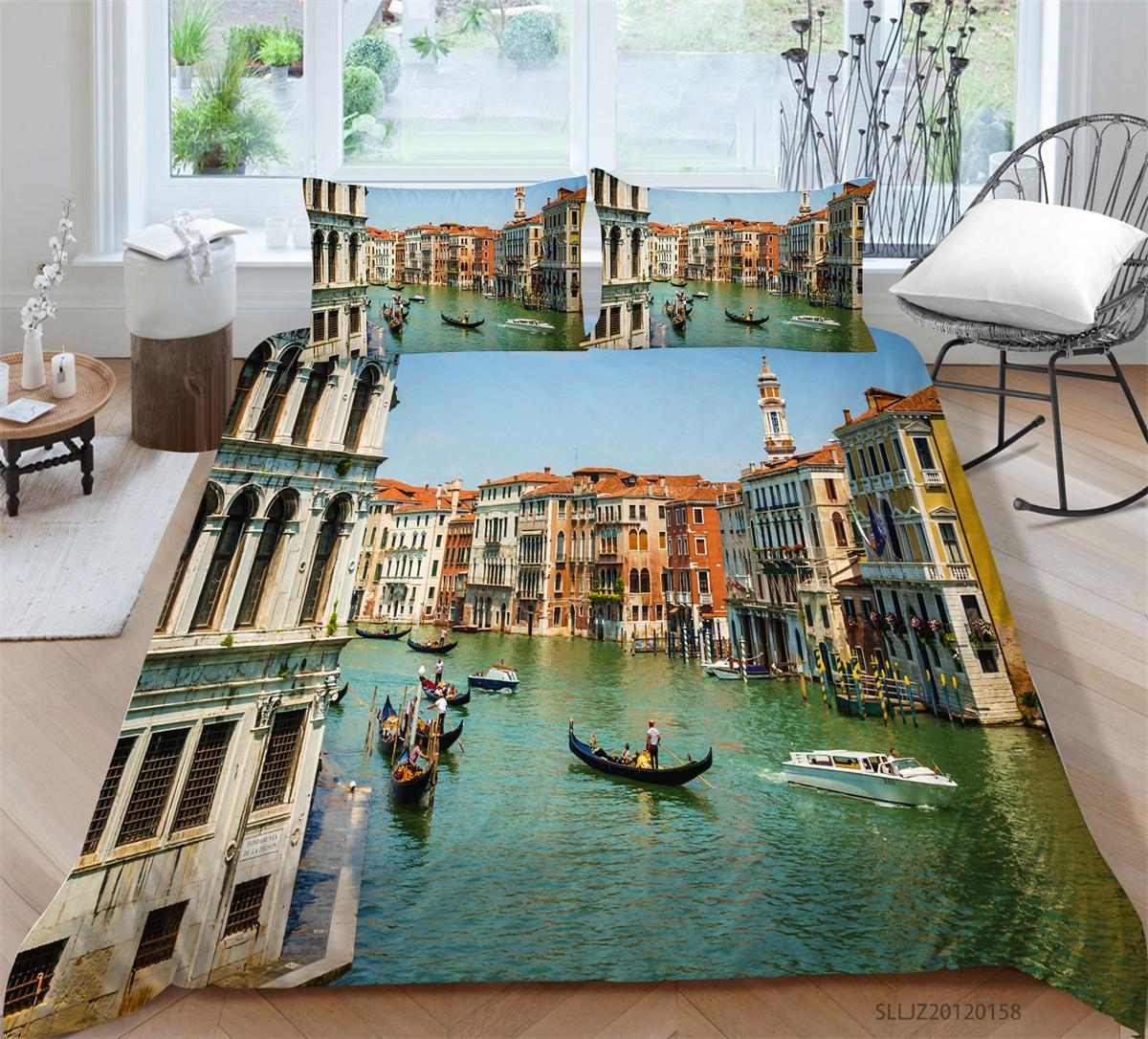 

Комплект постельного белья Deluxe 3D с архитектурным узором, пододеяльник и наволочка, 2 или 3 предмета с высотной печатью, полноразмерное моющееся и удобное постельное белье EU Single 135x200cm