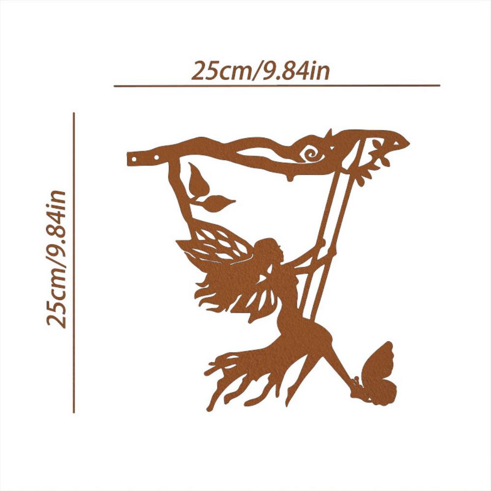 

1 шт. Качели Эльф на ветке, стальной силуэт - Превратите свое открытое пространство в волшебное место с помощью этого очаровательного металлического настенного искусства бежевый