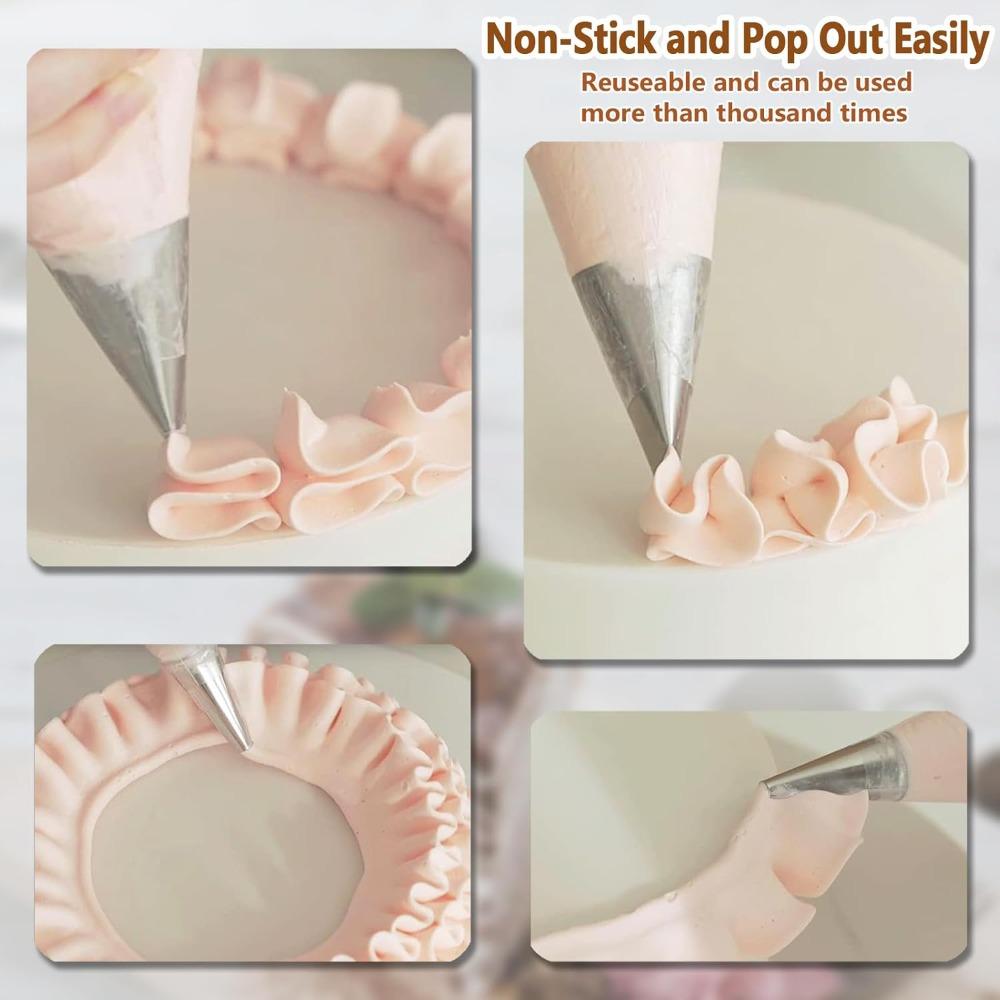7 Pcs Ruffle Piping Tips Set Stainless Steel Icing Nozzles for Cupcakes Cookies Pastry Cakes DIY Decorating Supplies Baking