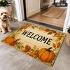 Diagonal Pumpkins Fall Floor Mat Cute Leaf Vine Border Welcome Mats Non Slip Entrance Rug Ground Carpet Bedroom Living Room