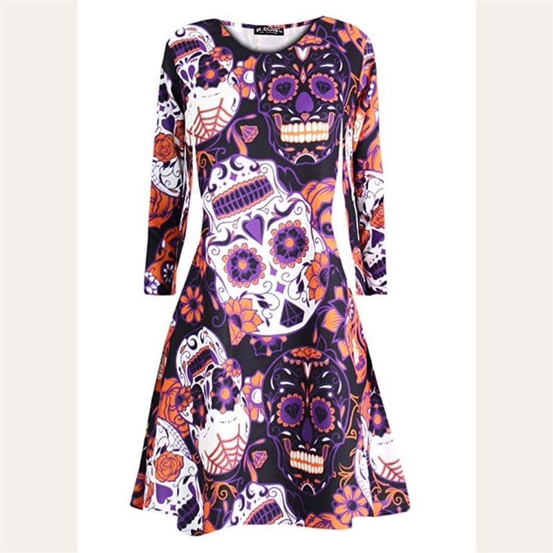 Premium Quality Womens Vampire Horror Blood Halloween Costume Flared Swing Dress